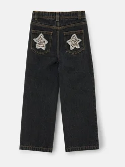 Angel & Rocket Black Piper Leopard Print Star Applique Wide Leg Jeans^ Jeans