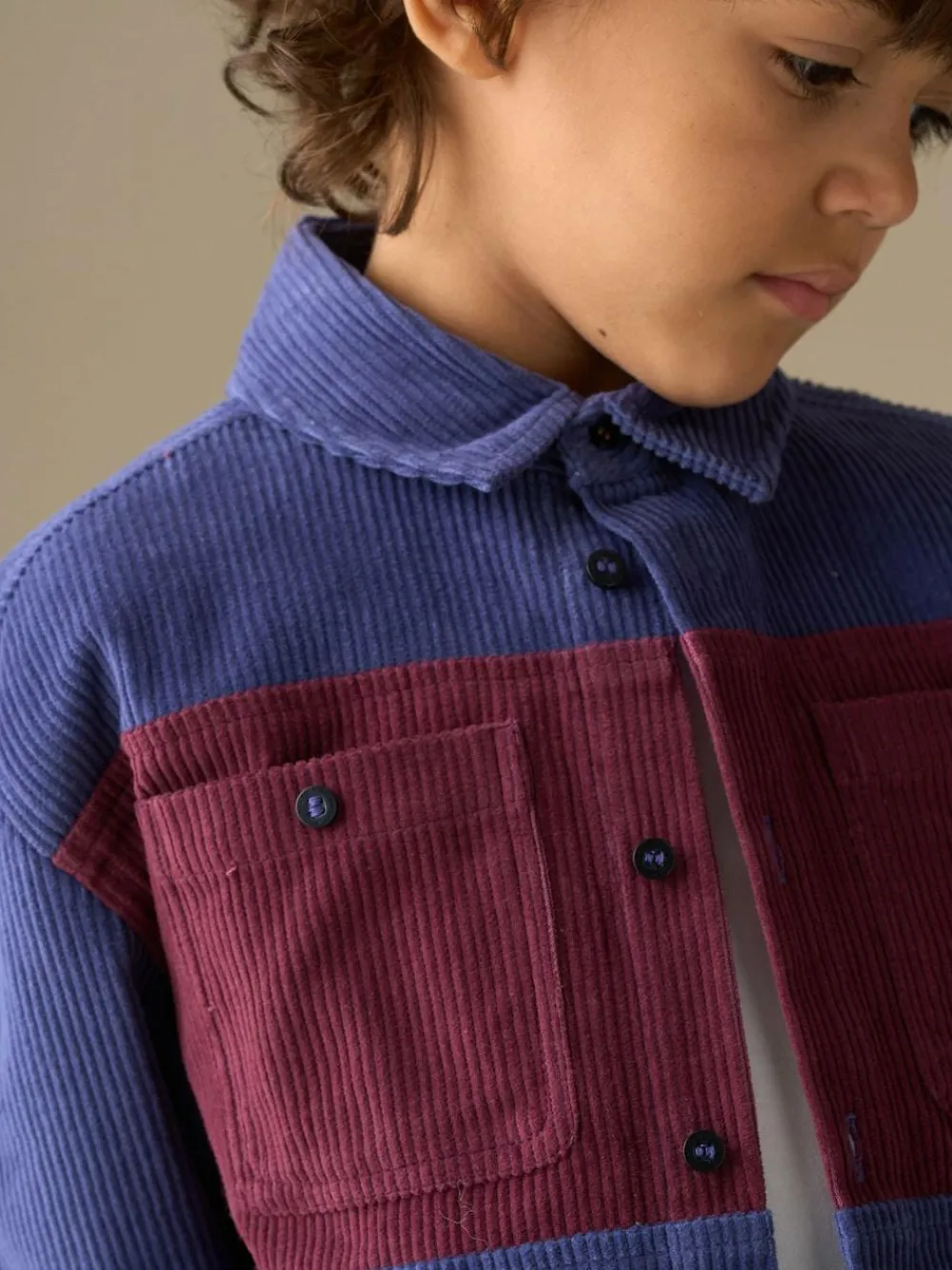 Best Angel & Rocket Blue Andres Panel Cord Overshirt