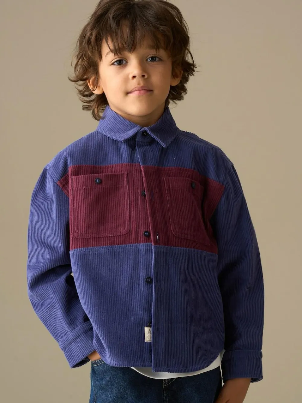 Best Angel & Rocket Blue Andres Panel Cord Overshirt