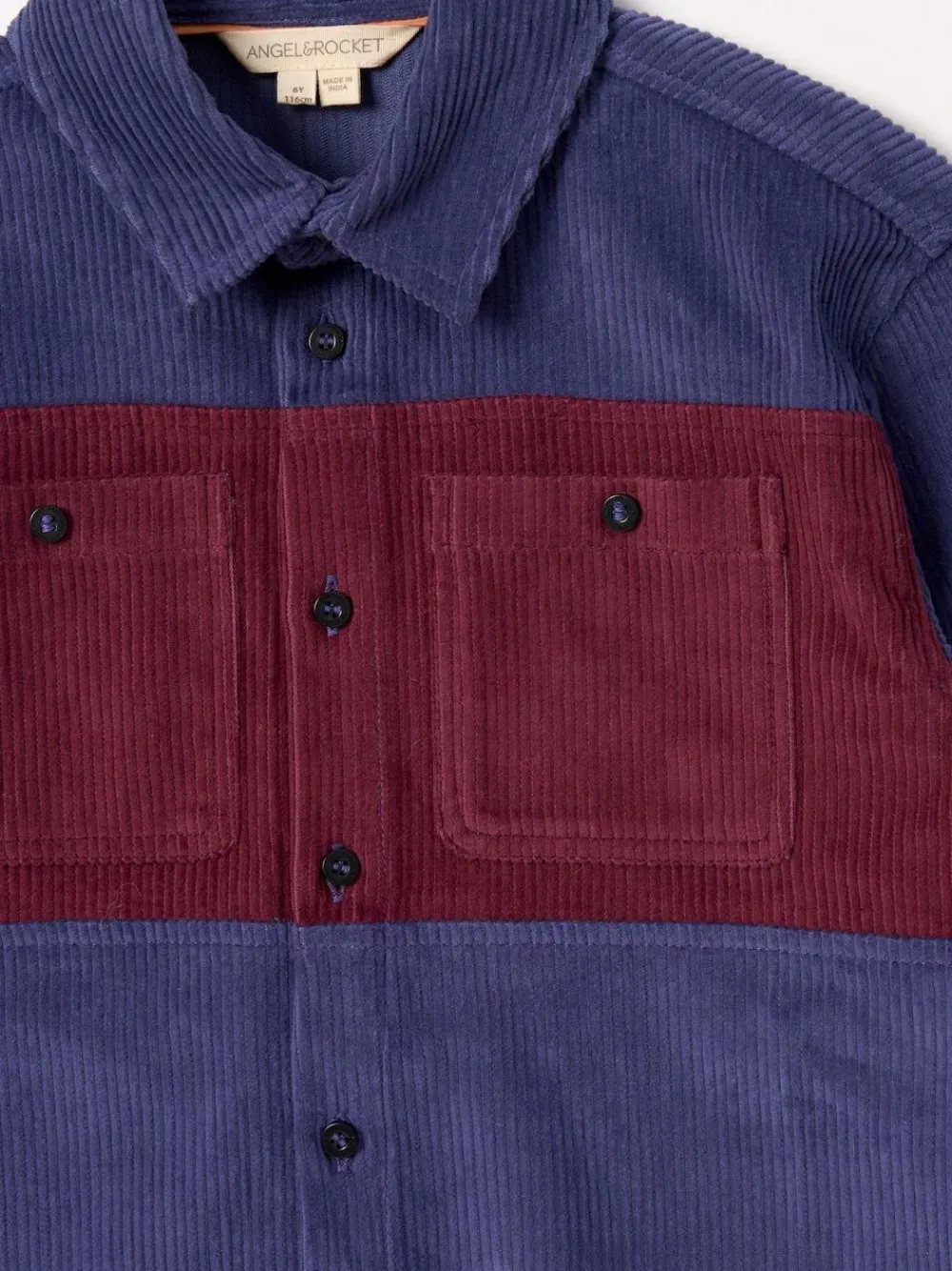 Best Angel & Rocket Blue Andres Panel Cord Overshirt