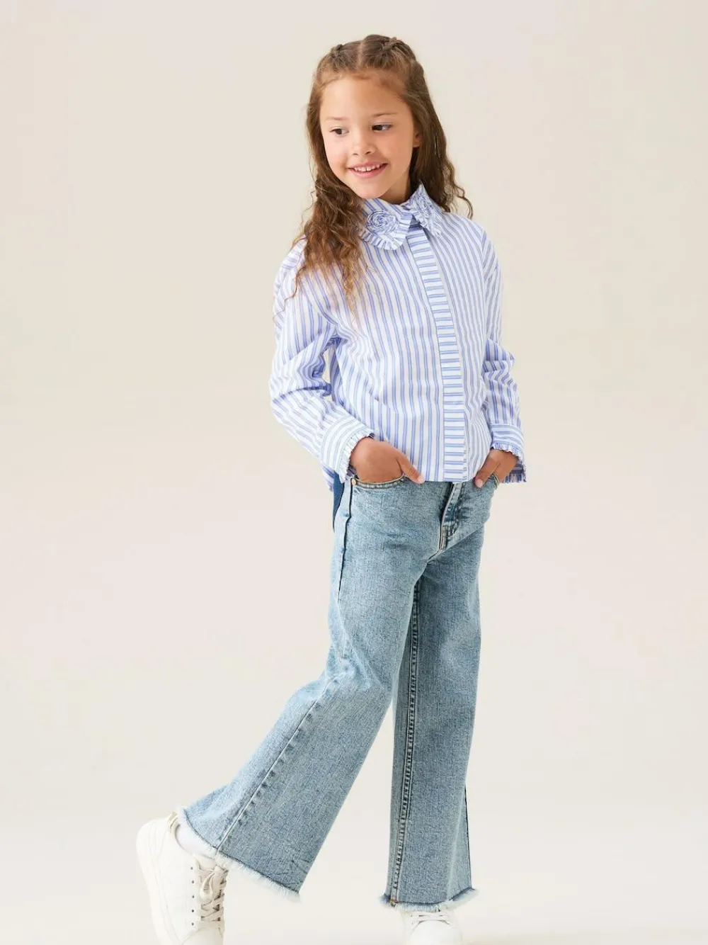 Angel & Rocket Blue Brooke Wide Leg Heart Print Pocket Jeans^ Jeans