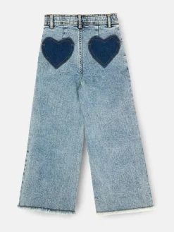 Angel & Rocket Blue Brooke Wide Leg Heart Print Pocket Jeans^ Jeans
