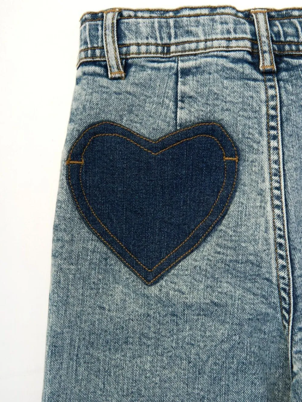 Angel & Rocket Blue Brooke Wide Leg Heart Print Pocket Jeans^ Jeans