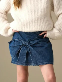Angel & Rocket Blue Casey Denim Bow Aline Skirt^ Shorts & Skirts