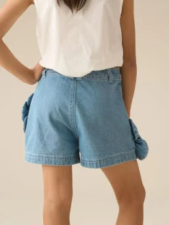 Hot Angel & Rocket Blue Eden 3D Flower Denim Shorts