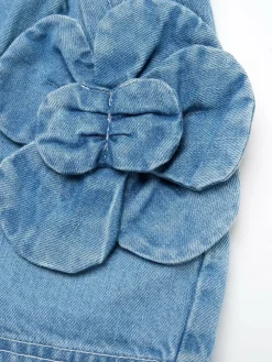 Hot Angel & Rocket Blue Eden 3D Flower Denim Shorts