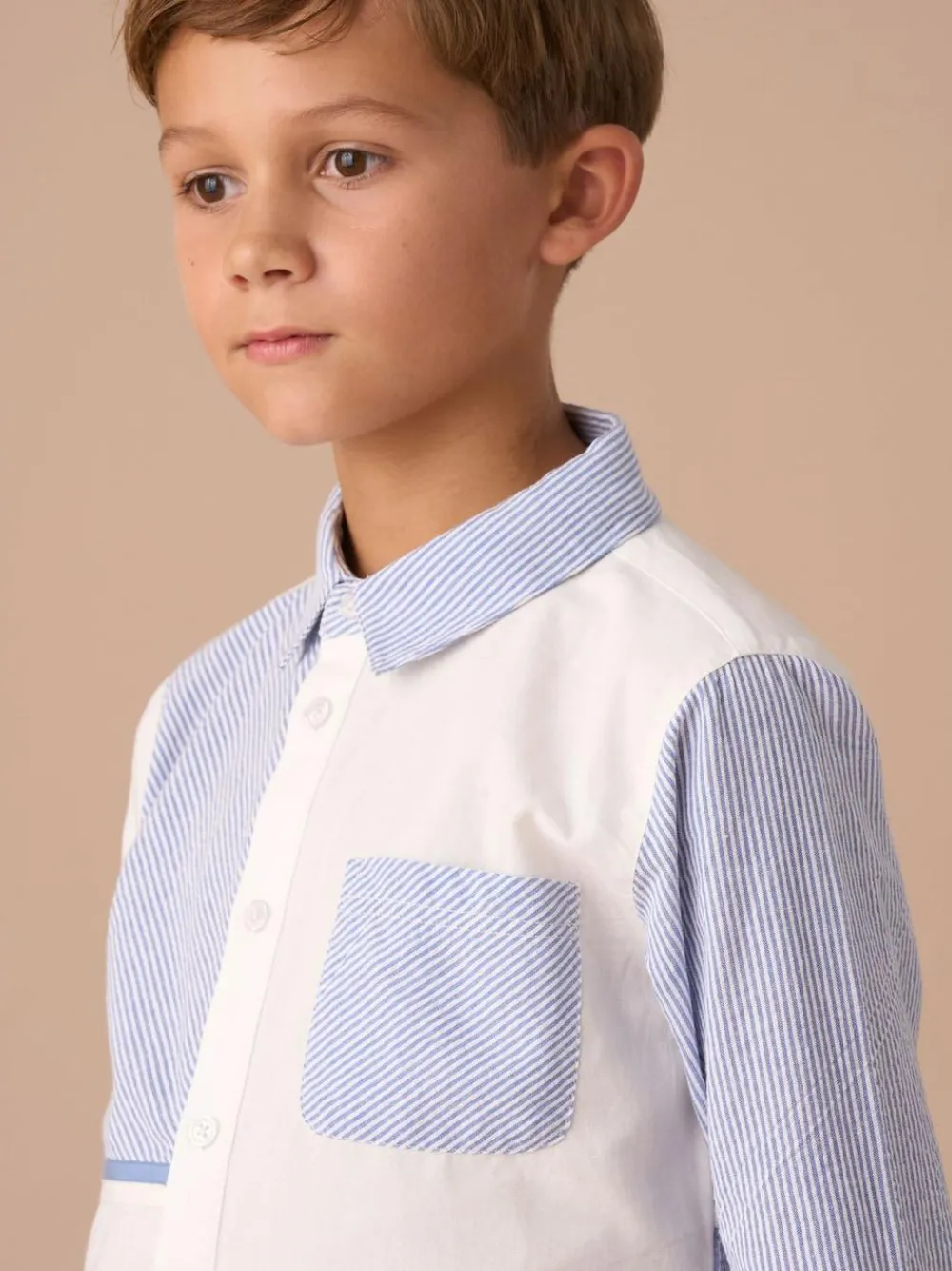 New Angel & Rocket Hank Textured Stripe Block 100% Cotton Shirt Blue