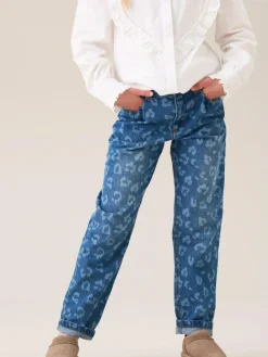New Angel & Rocket Blue Kendal Leopard Print Denim Barrel Leg Jeans