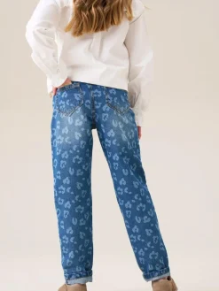 New Angel & Rocket Blue Kendal Leopard Print Denim Barrel Leg Jeans