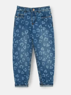 New Angel & Rocket Blue Kendal Leopard Print Denim Barrel Leg Jeans