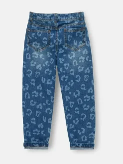 New Angel & Rocket Blue Kendal Leopard Print Denim Barrel Leg Jeans