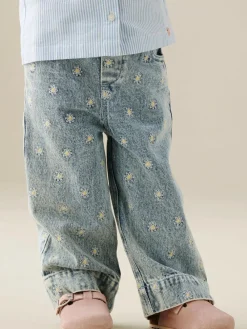 Online Angel & Rocket Blue Kiki Embroidered Daisy Wide Leg Jeans