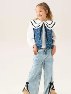 Angel & Rocket Blue Petra Leopard Print Denim Gilet^ Jackets & Coats|Snowsuits & Coats