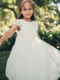 Sale Angel & Rocket Cream Esme Lace Bodice Dress