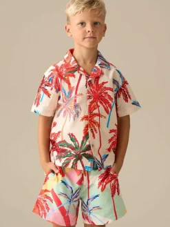 Clearance Angel & Rocket Cream Tyler Bright Palm Short Sleeve Shirt