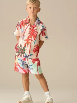Clearance Angel & Rocket Cream Tyler Bright Palm Short Sleeve Shirt
