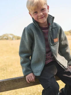 Angel & Rocket Green Aaron Zip Through Sherpa Fleece^BOY Coats & Jackets|Snowsuits & Coats