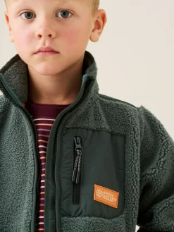 Angel & Rocket Green Aaron Zip Through Sherpa Fleece^BOY Coats & Jackets|Snowsuits & Coats