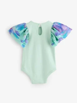 Best Angel & Rocket Green Lois Mint Floral Tutu And Frill Sleeve Bodysuit Set
