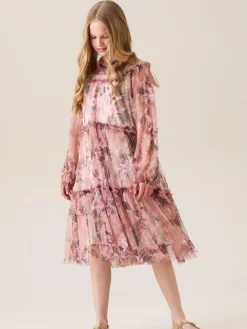 Sale Angel & Rocket Pink Cara Printed Swing Mesh Dress