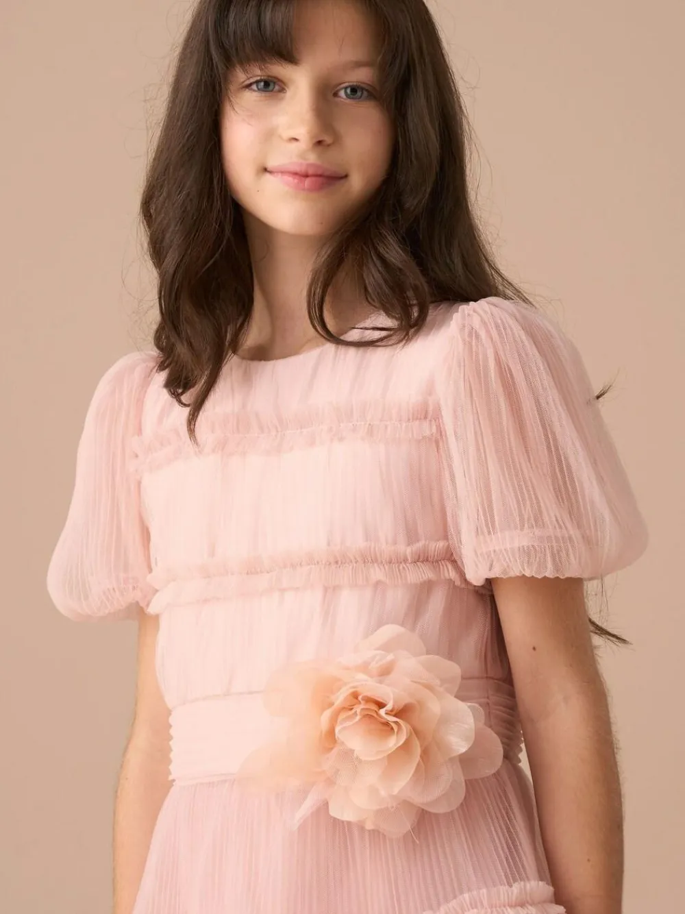 Angel & Rocket Pink Clara Pleated Mesh Corsage Dress^ Occasionwear