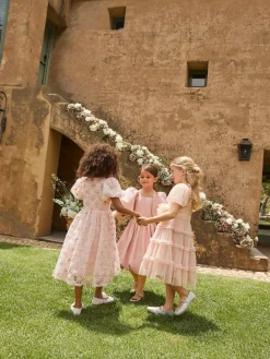 Angel & Rocket Pink Clara Pleated Mesh Corsage Dress^ Occasionwear