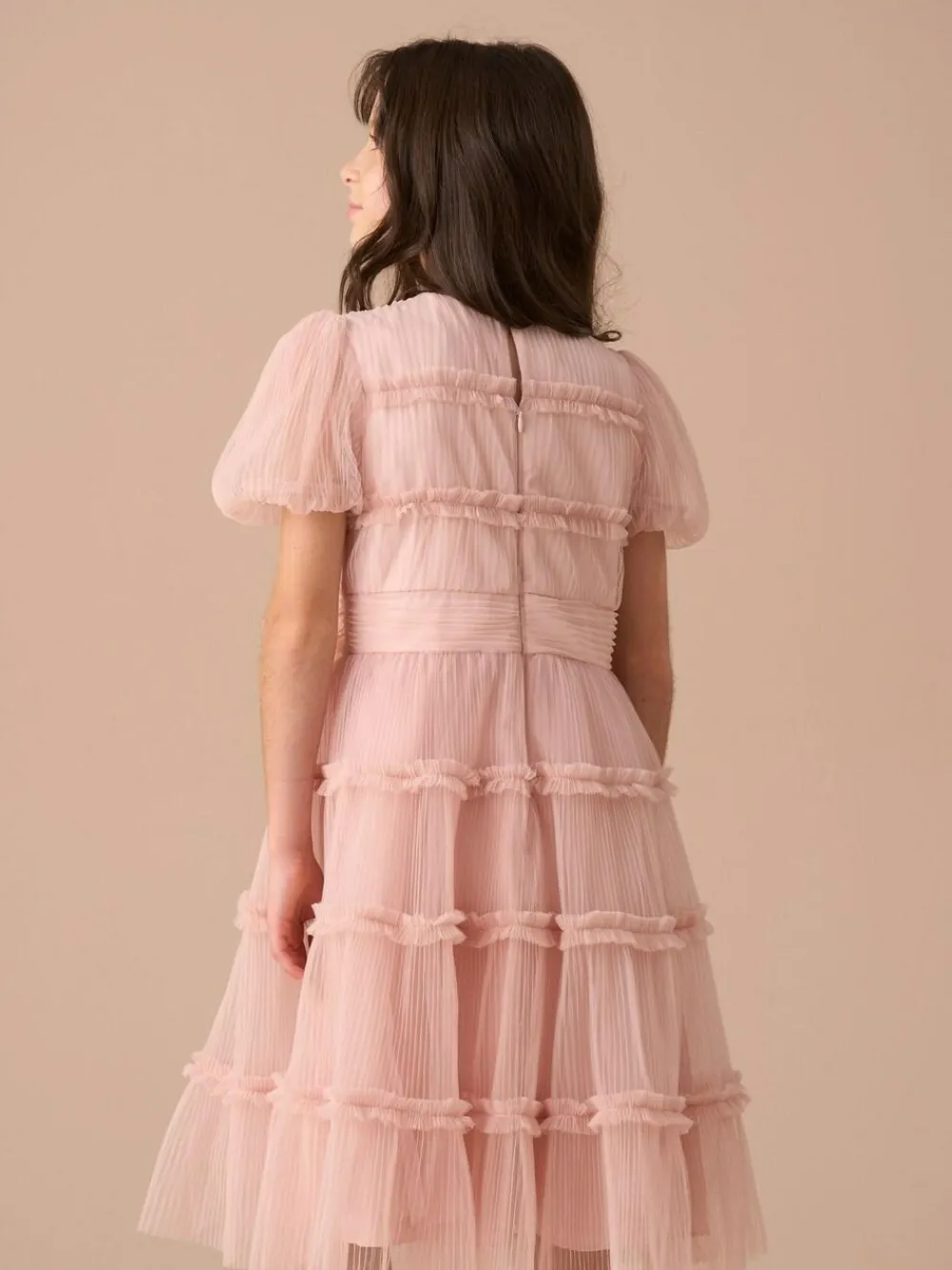 Angel & Rocket Pink Clara Pleated Mesh Corsage Dress^ Occasionwear