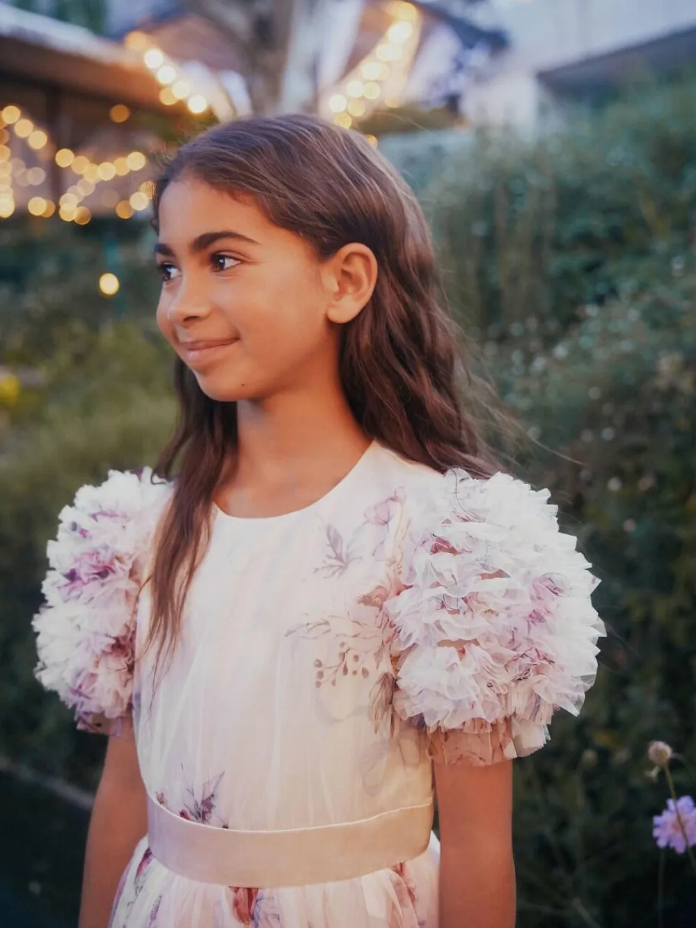 Angel & Rocket Florence Blush Ruffle Sleeve Mesh Dress^ Occasionwear