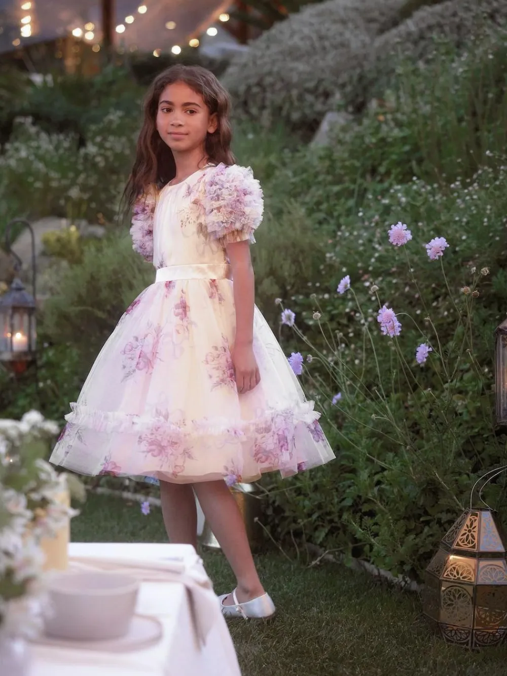 Angel & Rocket Florence Blush Ruffle Sleeve Mesh Dress^ Occasionwear