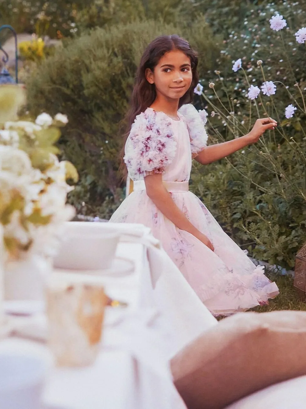 Angel & Rocket Florence Blush Ruffle Sleeve Mesh Dress^ Occasionwear