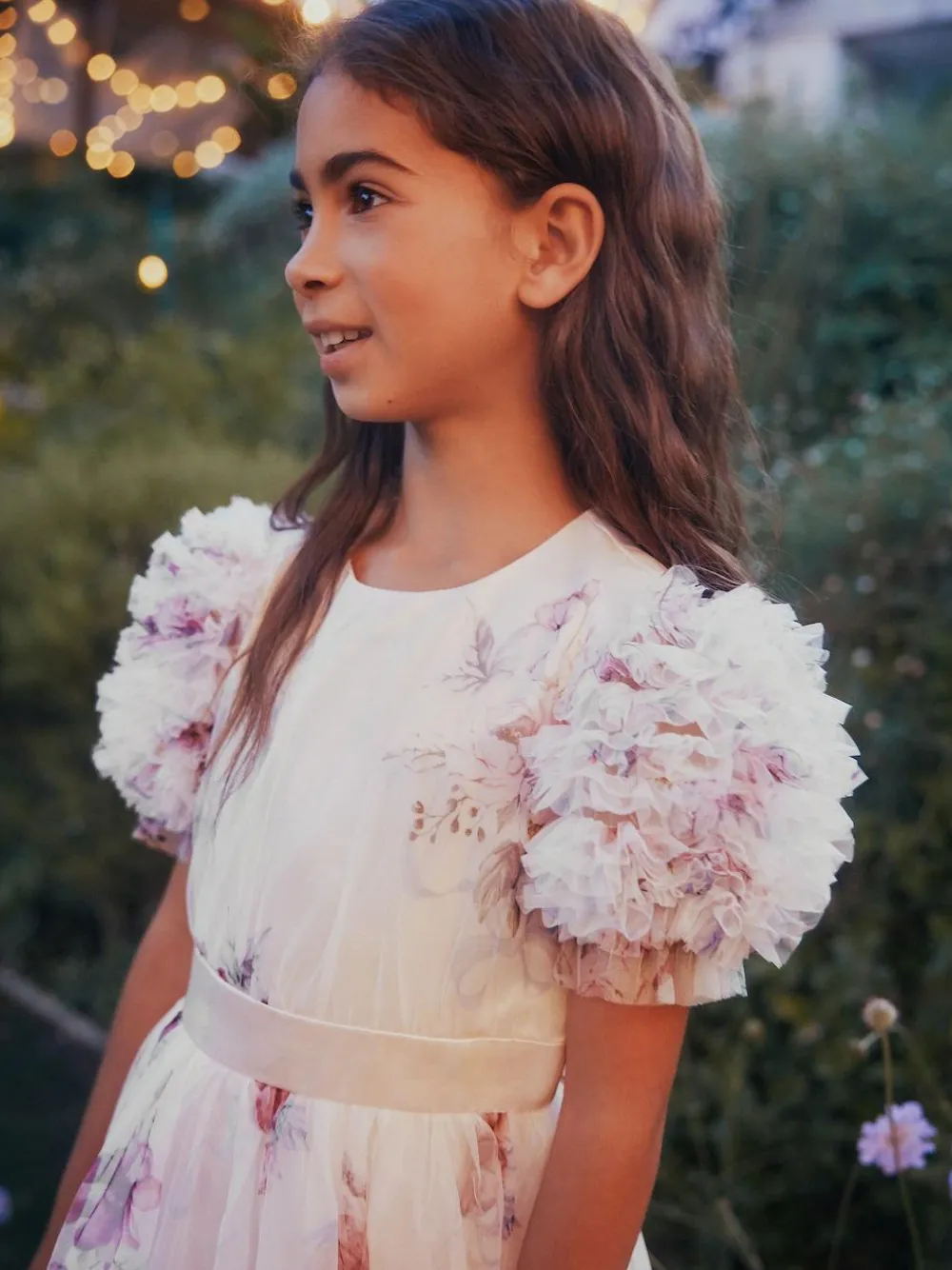 Angel & Rocket Florence Blush Ruffle Sleeve Mesh Dress^ Occasionwear