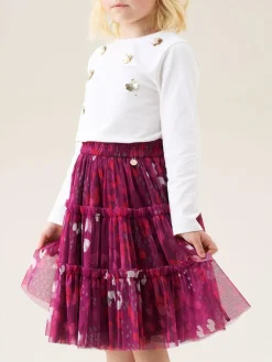 Outlet Angel & Rocket Mae Floral Print Mesh Skirt Pink