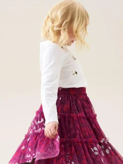 Outlet Angel & Rocket Mae Floral Print Mesh Skirt Pink