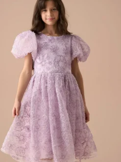 Angel & Rocket Purple Ines Purple Embellished Puff Sleeve Dress^ Occasionwear