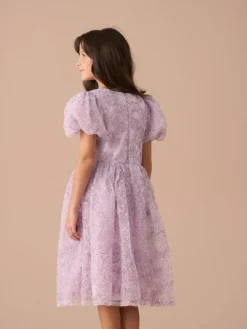 Angel & Rocket Purple Ines Purple Embellished Puff Sleeve Dress^ Occasionwear