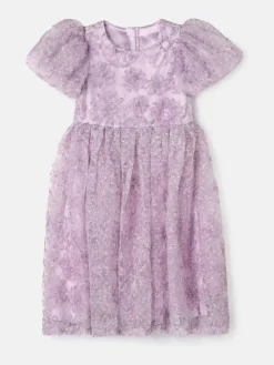 Angel & Rocket Purple Ines Purple Embellished Puff Sleeve Dress^ Occasionwear