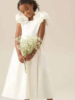 Angel & Rocket White Coco Puff Sleeve Bow Back Dress