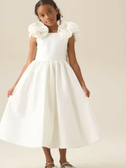 Angel & Rocket White Coco Puff Sleeve Bow Back Dress