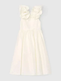 Angel & Rocket White Coco Puff Sleeve Bow Back Dress