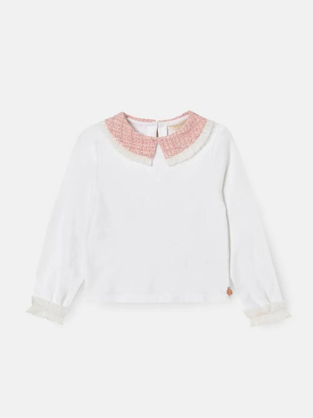 Angel & Rocket White Faye Tweed Collar Long Sleeve Top^ T-Shirts