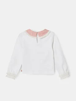 Angel & Rocket White Faye Tweed Collar Long Sleeve Top^ T-Shirts