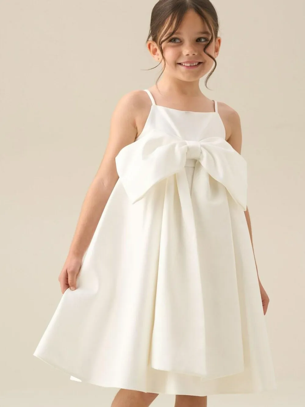 Angel & Rocket White Gabriella Bow Pleat Dress^ Occasionwear