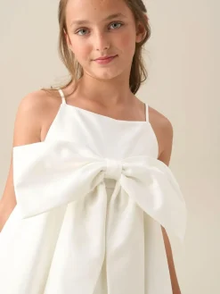 Angel & Rocket White Gabriella Bow Pleat Dress^ Occasionwear