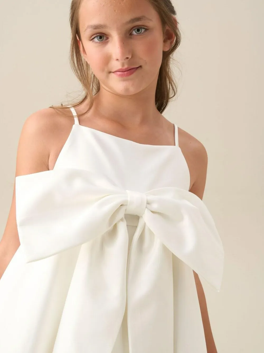 Angel & Rocket White Gabriella Bow Pleat Dress^ Occasionwear
