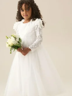 Angel & Rocket White Gabrielle Embellished Mesh Dress^ Dresses|Occasionwear