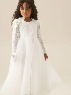 Angel & Rocket White Gabrielle Embellished Mesh Dress^ Dresses|Occasionwear