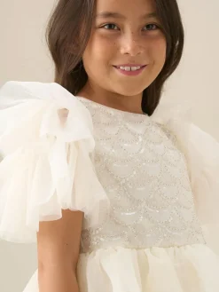 Angel & Rocket White Tiffany Ivory Beaded Tiered Tulle Dress^ Occasionwear