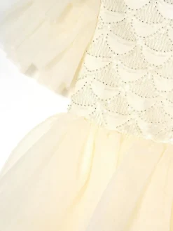 Angel & Rocket White Tiffany Ivory Beaded Tiered Tulle Dress^ Occasionwear