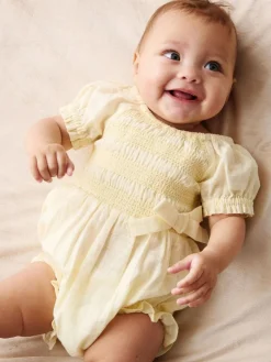 Angel & Rocket Yellow Etta Shirred Rompersuits^ Rompers & Overalls