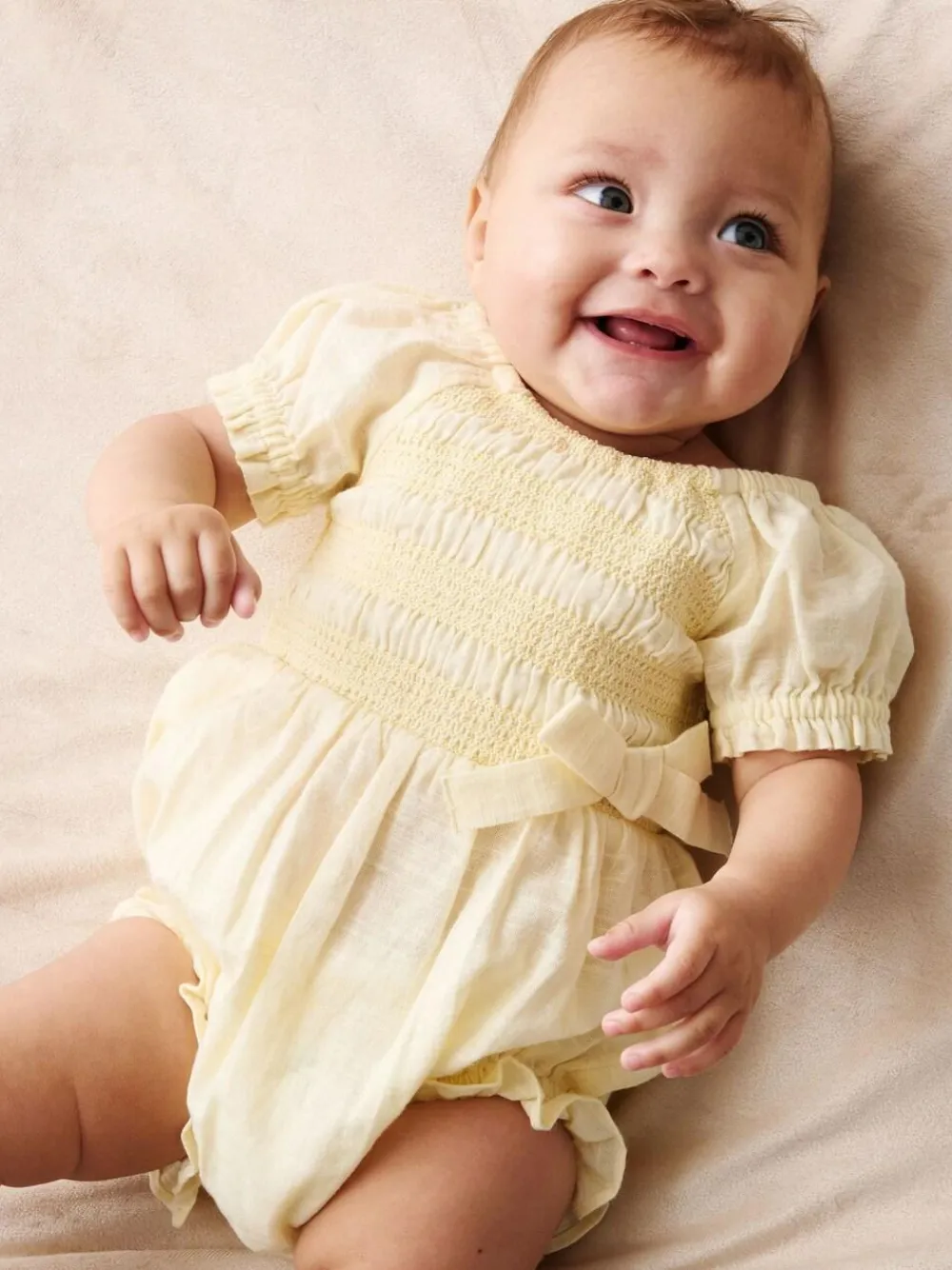 Angel & Rocket Yellow Etta Shirred Rompersuits^ Rompers & Overalls